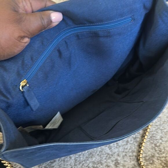 Mark & Graham Blue Suede Clutch/Shoulder Bag - Picture 5 of 8